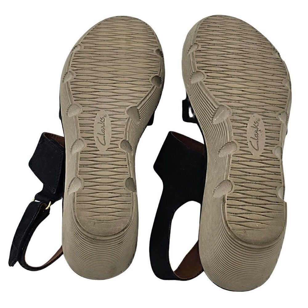 Clarks Black Suede Hook And Loop Open Toe Sling B… - image 6